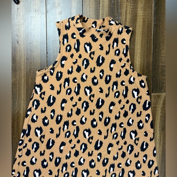 Pink Rose size S Mock Neck Animal Leopard Print Tank Sleeveless Dress - Picture 2 of 8